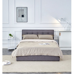 Łóżko podwójne PADVA 140 Plus tapicerowane z pojemnikiem, popielaty