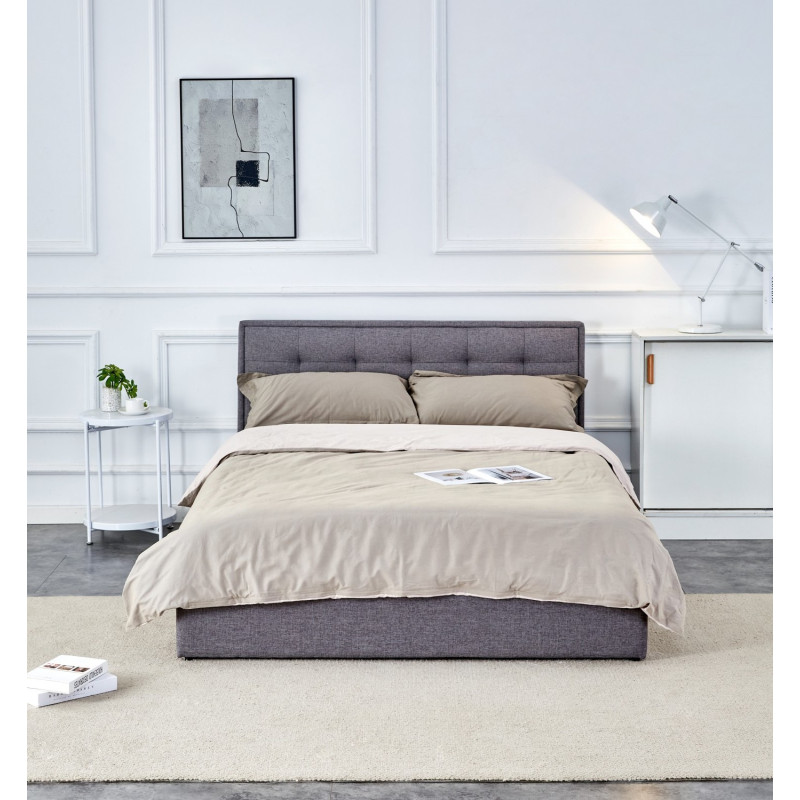 Łóżko podwójne PADVA 140 Plus tapicerowane z pojemnikiem, popielaty