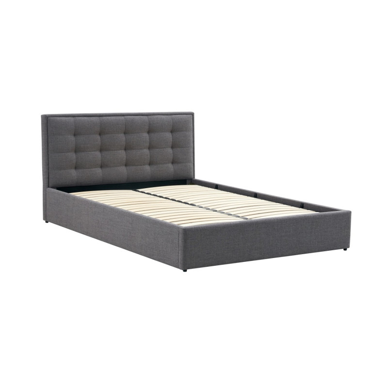 Łóżko podwójne PADVA 140 Plus tapicerowane z pojemnikiem, popielaty