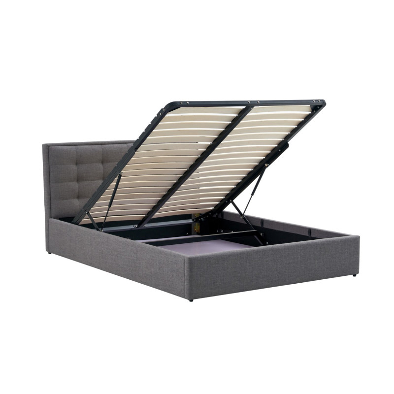 Łóżko podwójne PADVA 140 Plus tapicerowane z pojemnikiem, popielaty