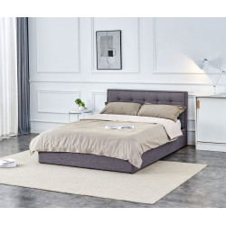 Łóżko podwójne PADVA 140 Plus tapicerowane z pojemnikiem, popielaty