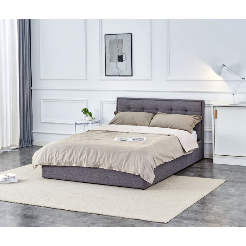 Łóżko podwójne PADVA 140 Plus tapicerowane z pojemnikiem, popielaty