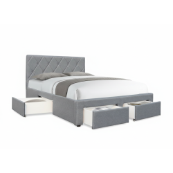 Łóżko podwójne BETINIA 140 Glam tapicerowane z szufladami, popiel