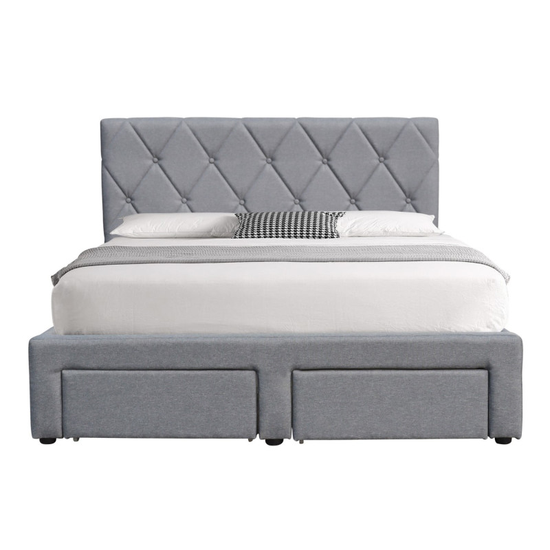 Łóżko podwójne BETINIA 140 Glam tapicerowane z szufladami, popiel