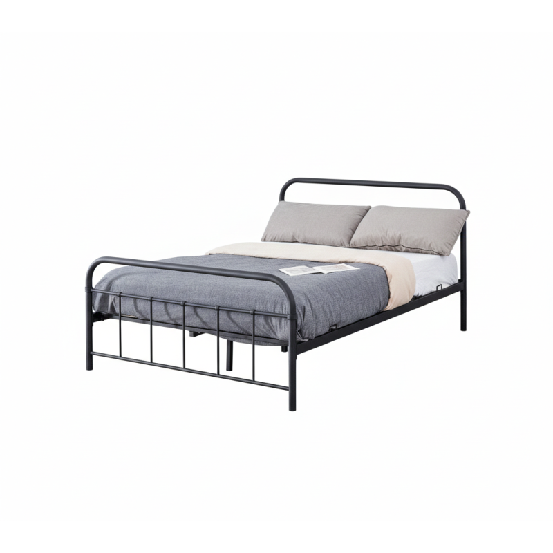 Łóżko podwójne LINDOR 140 Loft metalowe, czarne