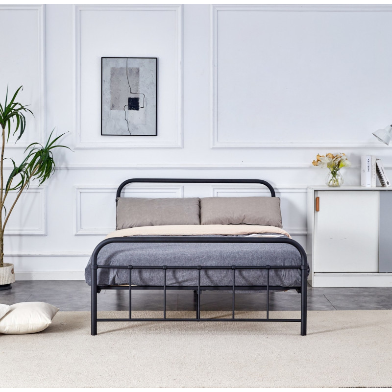 Łóżko podwójne LINDOR 140 Loft metalowe, czarne