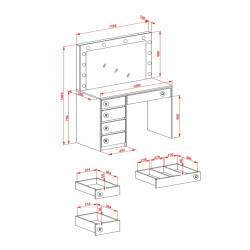 Toaletka HOLYWOOD XL kaszmir z oświetleniem LED