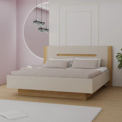 Beżowe łóżko EDWAL 180x200 z Dąb Mauvella – sklep Domowanie