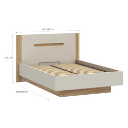 Łóżko 140 cm EDWL1143-M820 Beż/Dąb Mauvella Meble Forte