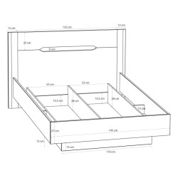Łóżko 140 cm EDWL1143-M820 Beż/Dąb Mauvella Meble Forte
