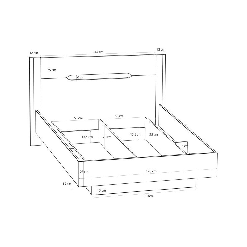 Łóżko 140 cm EDWL1143-M820 Beż/Dąb Mauvella Meble Forte