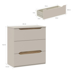 Komoda 3S EDWK212-M902 Beż/Dąb Mauvella Meble Forte