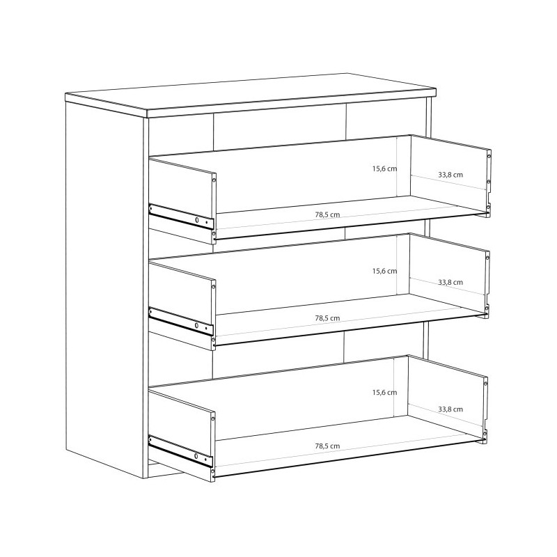 Komoda 3S EDWK212-M902 Beż/Dąb Mauvella Meble Forte