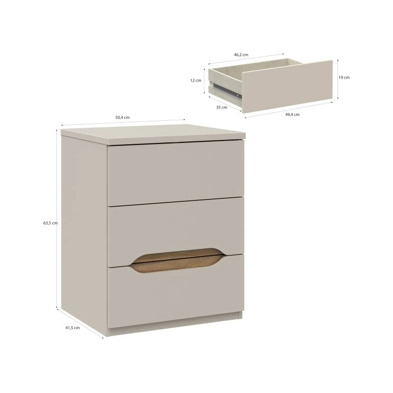 Szafka nocna 50 cm wysoka EDWK112-M902 Beż/Dąb Mauvella Meble Forte