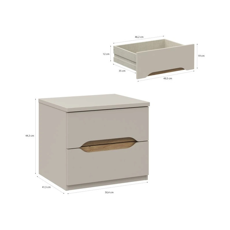 Szafka nocna 50 cm EDWK012-M902 Beż/Dąb Mauvella Meble Forte