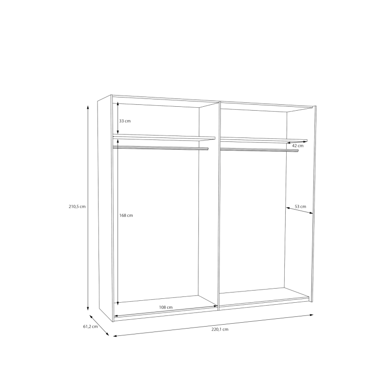 Szafa przesuwna BDNS92511 BADERNA dąb mauvella/czarny