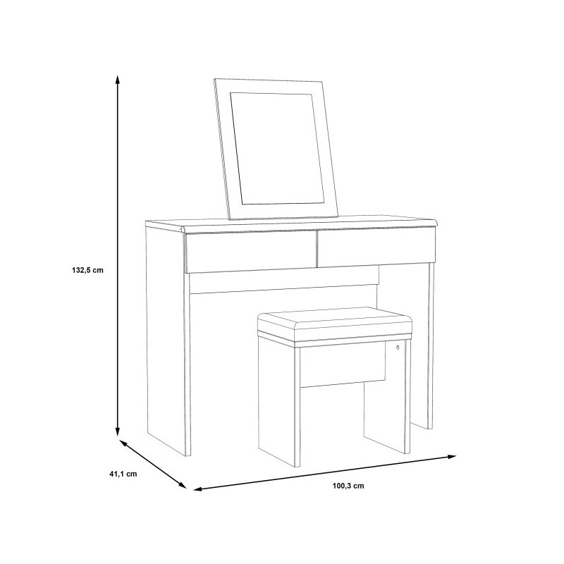 Toaletka z lustrem i siedziskiem BELLEVUE Meble Forte