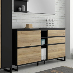 Szafka na buty 180 cm Quayle QXLK223L-M733 Czarny/Dąb Mauvella Meble Forte