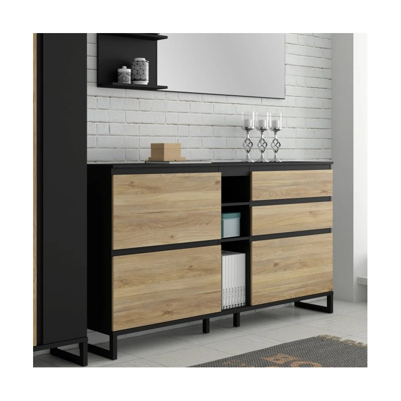 Szafka na buty 180 cm Quayle QXLK223L-M733 Czarny/Dąb Mauvella Meble Forte