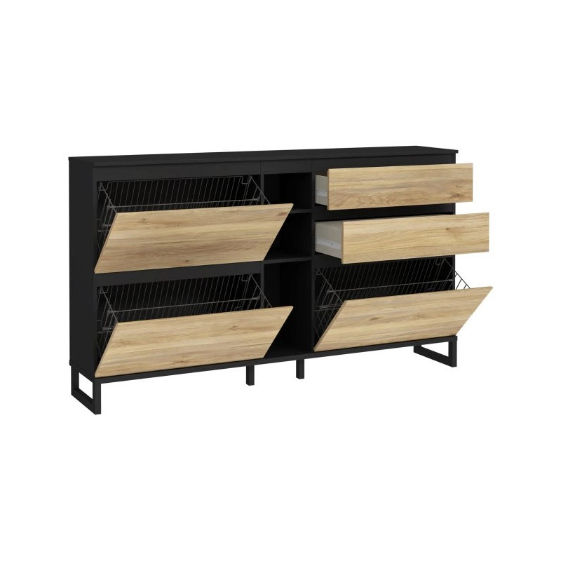 Szafka na buty 180 cm Quayle QXLK223L-M733 Czarny/Dąb Mauvella Meble Forte