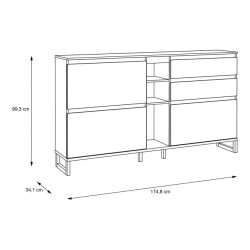 Szafka na buty 180 cm Quayle QXLK223L-M733 Czarny/Dąb Mauvella Meble Forte