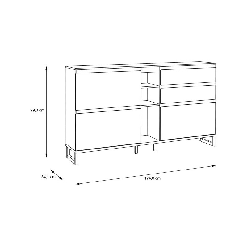 Szafka na buty 180 cm Quayle QXLK223L-M733 Czarny/Dąb Mauvella Meble Forte