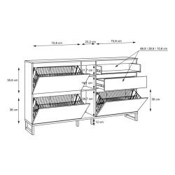 Szafka na buty 180 cm Quayle QXLK223L-M733 Czarny/Dąb Mauvella Meble Forte