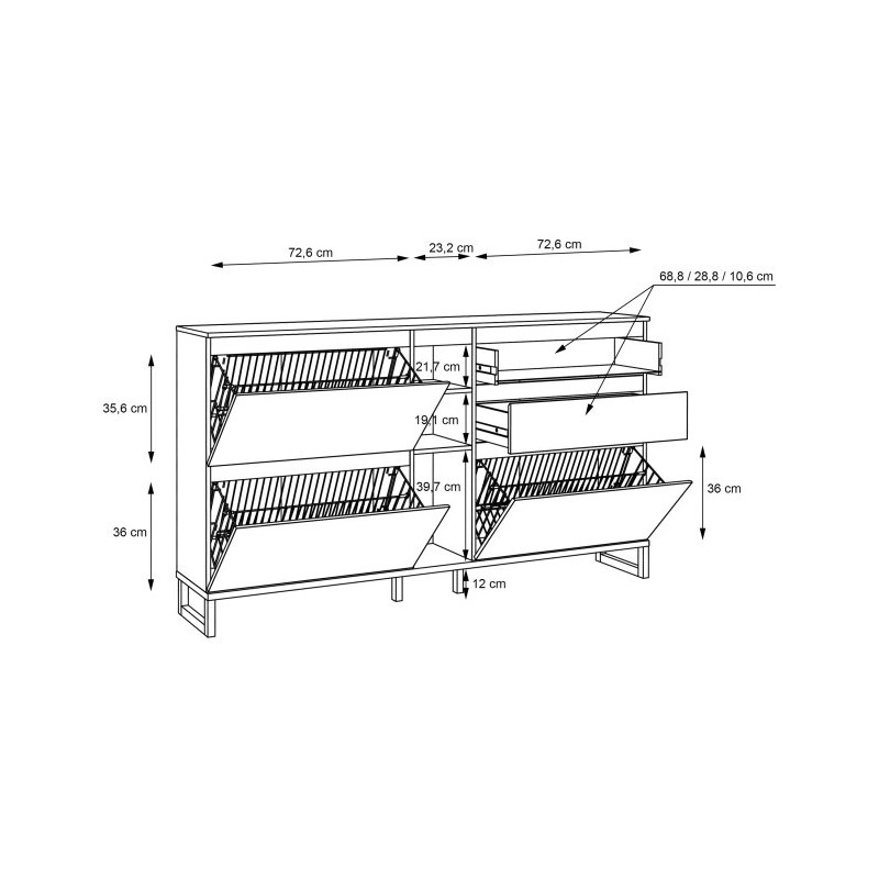 Szafka na buty 180 cm Quayle QXLK223L-M733 Czarny/Dąb Mauvella Meble Forte