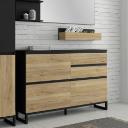 Szafka na buty 150 cm Quayle QXLK221L-M733 Czarny/Dąb Mauvella Meble Forte