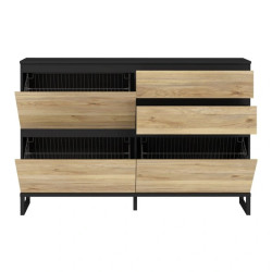 Szafka na buty 150 cm Quayle QXLK221L-M733 Czarny/Dąb Mauvella Meble Forte