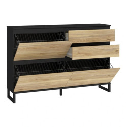 Szafka na buty 150 cm Quayle QXLK221L-M733 Czarny/Dąb Mauvella Meble Forte
