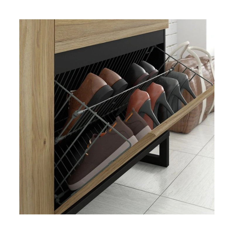 Szafka na buty 150 cm Quayle QXLK221L-M733 Czarny/Dąb Mauvella Meble Forte