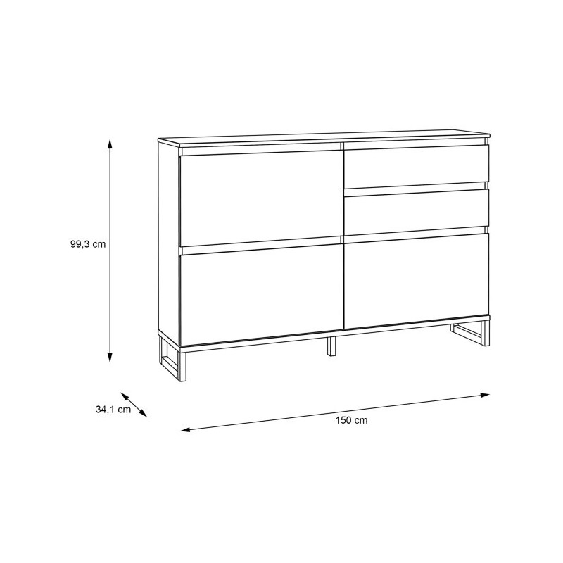 Szafka na buty QUAYLE 150 cm Czarny/Dąb Mauvella – Domowanie.pl