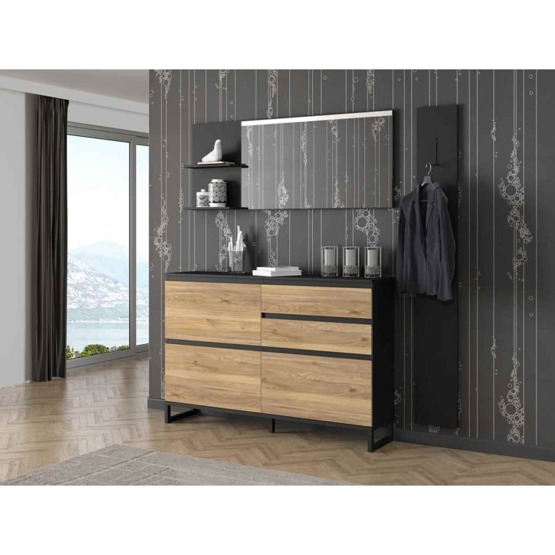 Szafka na buty 150 cm Quayle QXLK221L-M733 Czarny/Dąb Mauvella Meble Forte