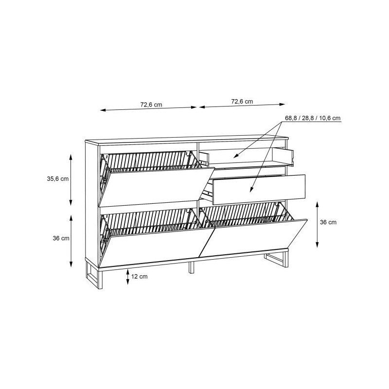 Szafka na buty 150 cm Quayle QXLK221L-M732 Grafit/Secret Grey Meble Forte