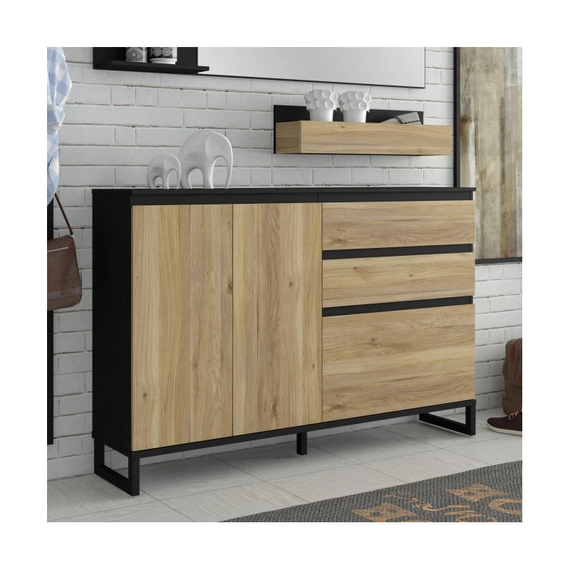 Szafka na buty 150 cm Quayle QXLK231L-M733 Czarny/Dąb Mauvella Meble Forte
