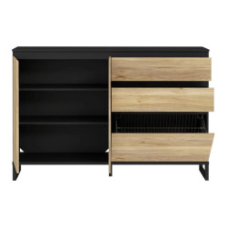 Szafka na buty 150 cm Quayle QXLK231L-M733 Czarny/Dąb Mauvella Meble Forte