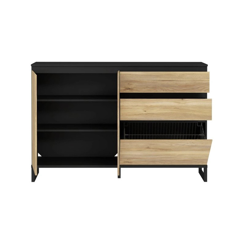 Szafka na buty 150 cm Quayle QXLK231L-M733 Czarny/Dąb Mauvella Meble Forte