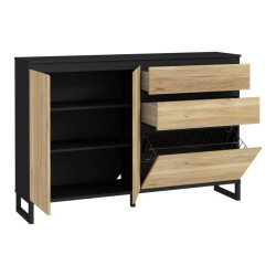 Szafka na buty 150 cm Quayle QXLK231L-M733 Czarny/Dąb Mauvella Meble Forte