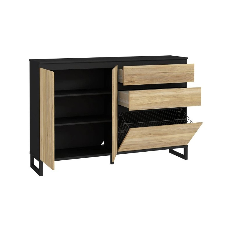 Szafka na buty 150 cm Quayle QXLK231L-M733 Czarny/Dąb Mauvella Meble Forte