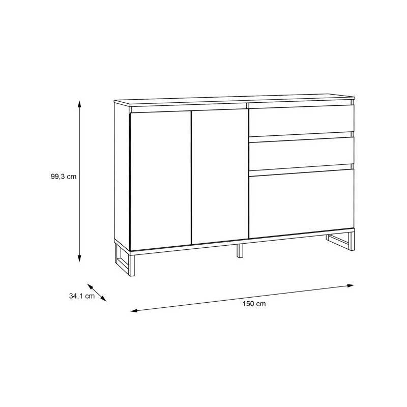 QUAYLE szafka z półkami i szufladami 150 cm – sklep Domowanie