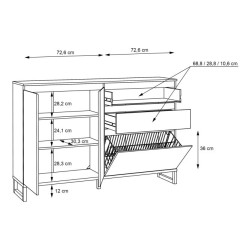 Szafka na buty QUAYLE 150 cm Grafit/Secret Grey QXLK231L-M732 – Domowanie