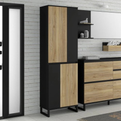 Szafa 70 cm Quayle QXLS721-M733 Czarny/Dąb Mauvella Meble Forte