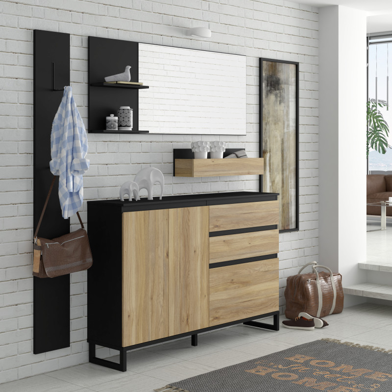 Szafa 70 cm Quayle QXLS721-M733 Czarny/Dąb Mauvella Meble Forte