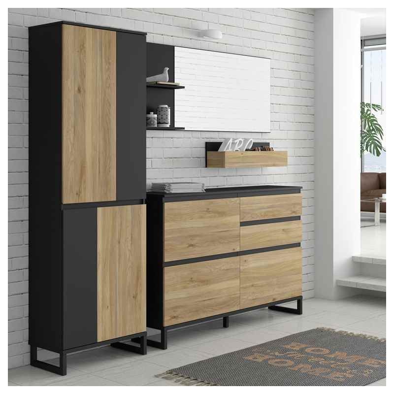 Szafa 70 cm QUAYLE Czarny/Dąb Mauvella QXLS721-M733 – Domowanie