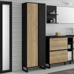 Szafa 70 cm Quayle QXLS722-M733 Czarny/Dąb Mauvella Meble Forte