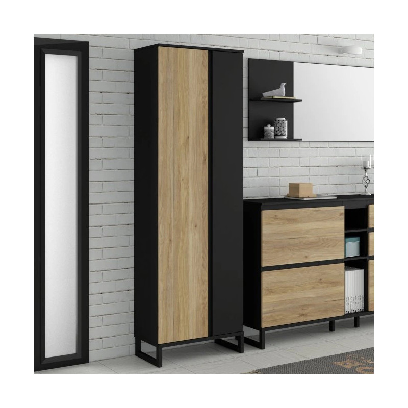 Szafa 70 cm Quayle QXLS722-M733 Czarny/Dąb Mauvella Meble Forte