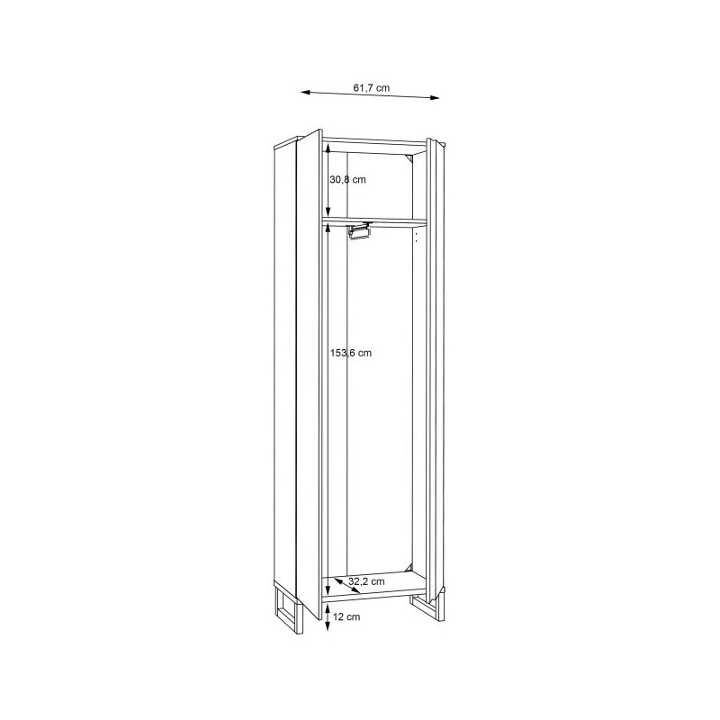 Szafa z drążkiem 70 cm QUAYLE Czarny/Dąb Mauvella – Domowanie.pl