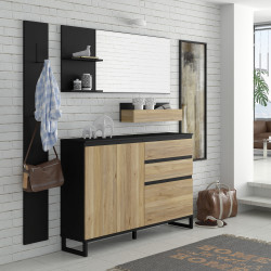 Szafa 70 cm Quayle QXLS722-M733 Czarny/Dąb Mauvella Meble Forte