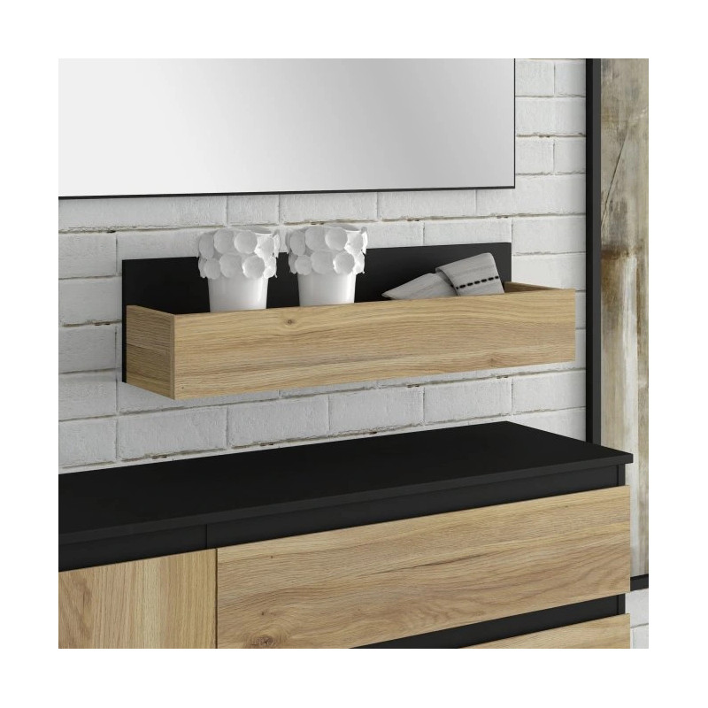 Półka ścienna 75 cm Quayle QXLB01-M733 Czarny/Dąb Mauvella Meble Forte